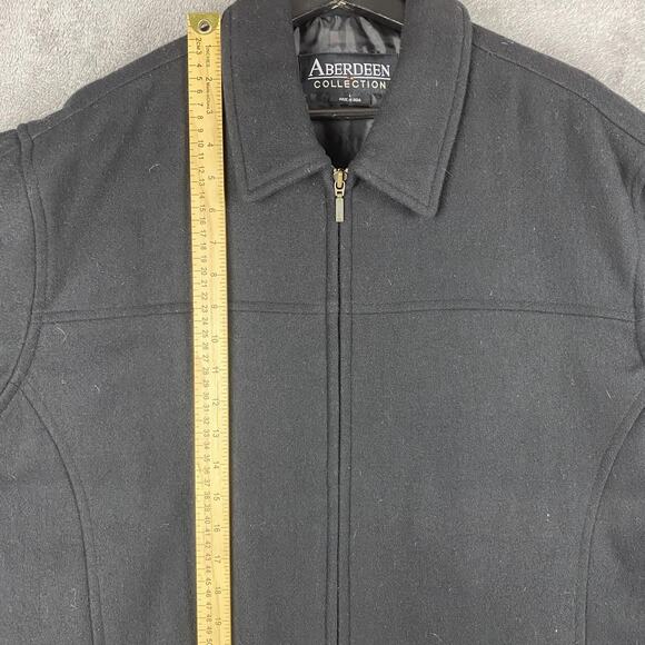 Aberdeen Collection Jacket Mens Large Black Wool Blend Zip Front Insulated Lined - Picture 14 of 16